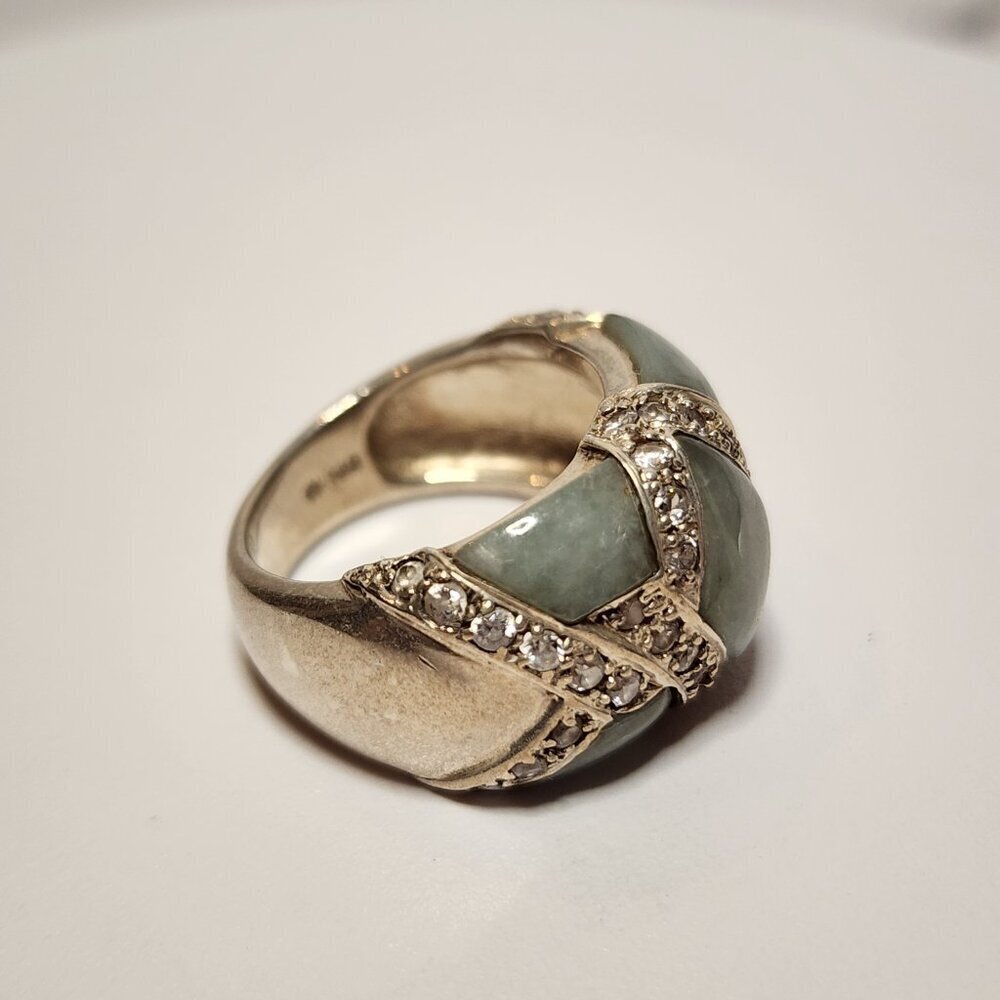 925 Silver Green Nephrite Ring - Picture 4 of 9